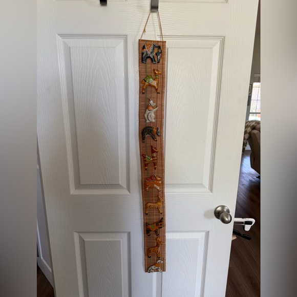 Vintage Hand Carved Animal Wall Hanging Boho Folk Art India 43” Decor Wood - Picture 6 of 6